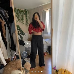 COPY - High waist pleated Dark Gray pants